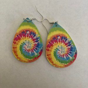 Tie Dye  Earrings Faux Leather